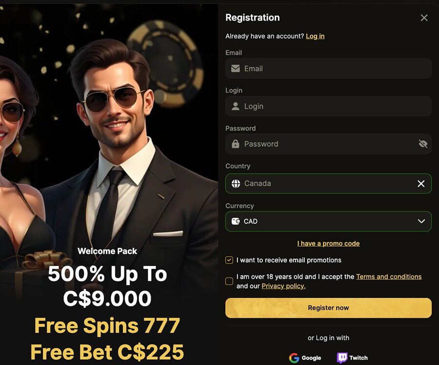 simple registration at Dreamplay