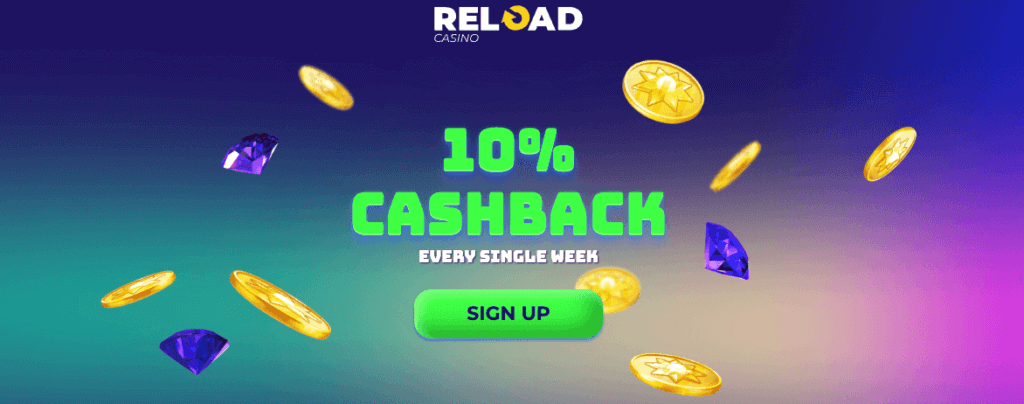 reload casino cashback welcome bonus offer canada