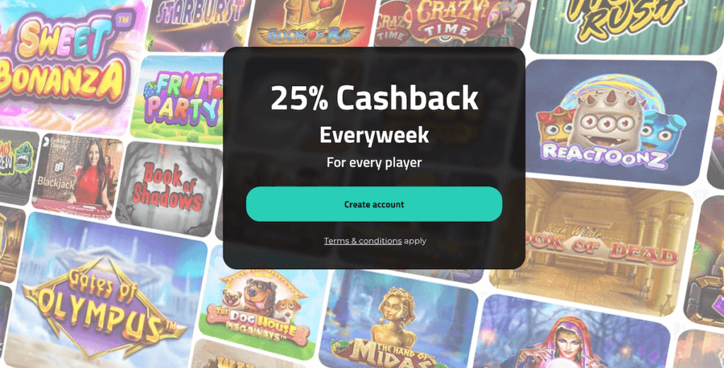 25% Cashback at Rigged Casino