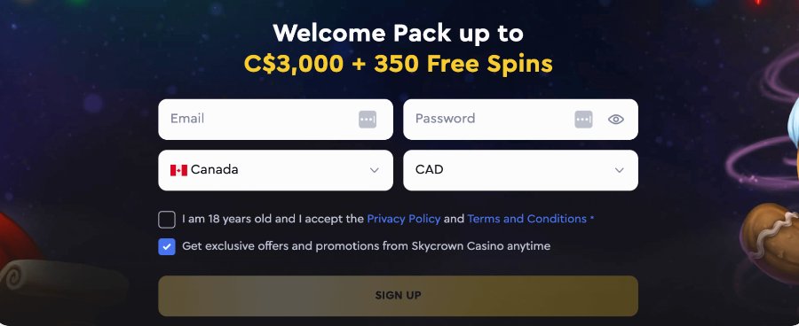 skycrown welcome offer canada casino