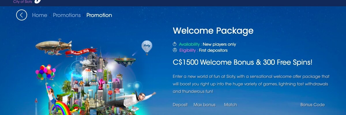 Sloty Casino welcome bonus 