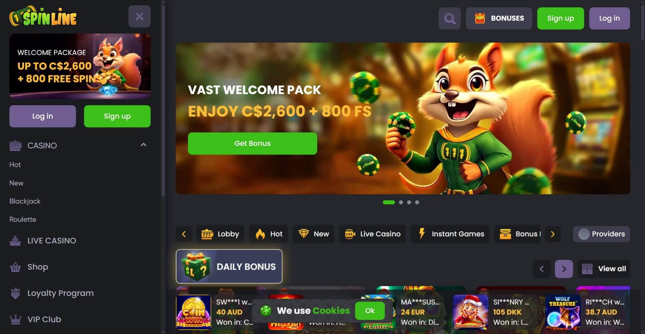 new Spinline Casino high roller bonus image