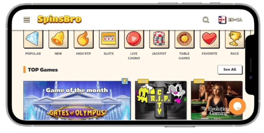 Play SpinsBro on your mobile device canada casino