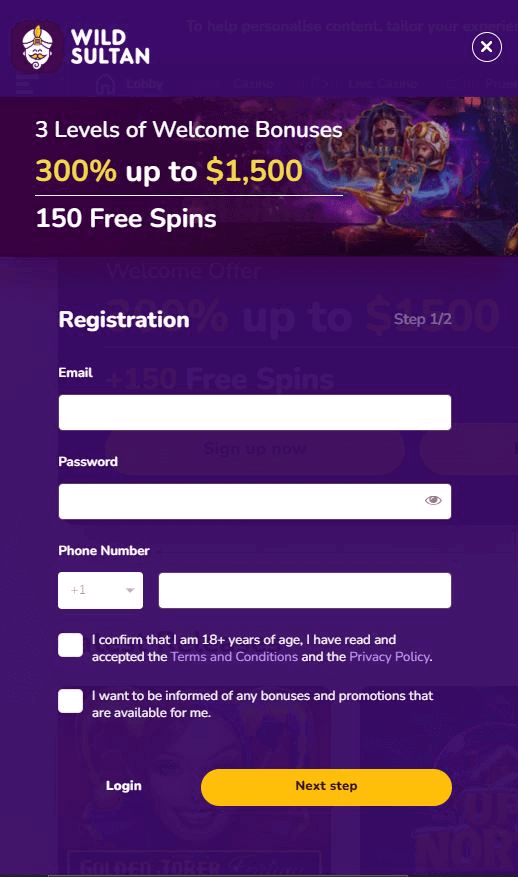 wild sultan-registration