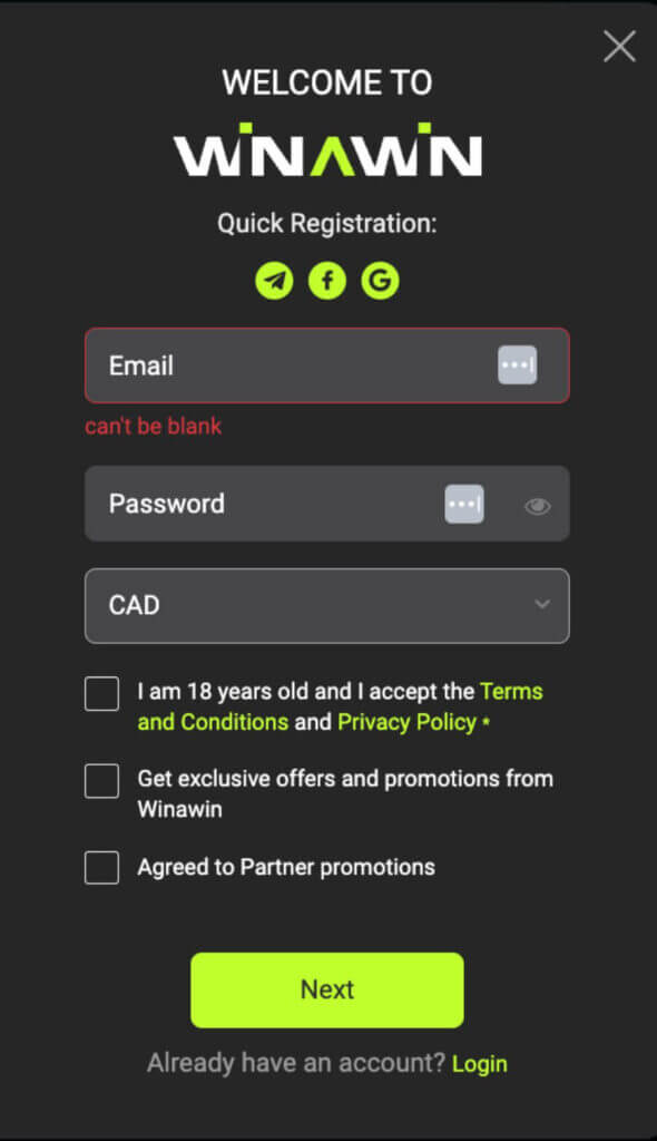 Winawin sign up register canada casinos