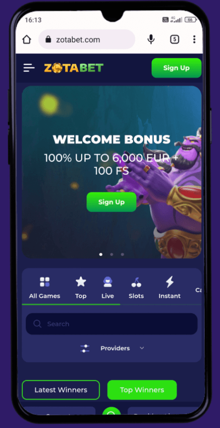 mobile experience at zotabet - canada casino