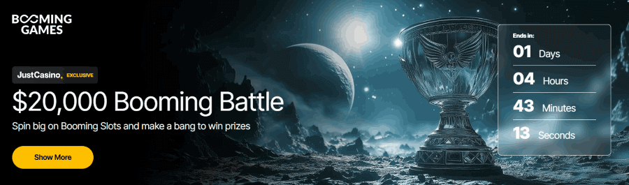 JustCasino's exclusive Booming Battle slot tournament worth $20,000